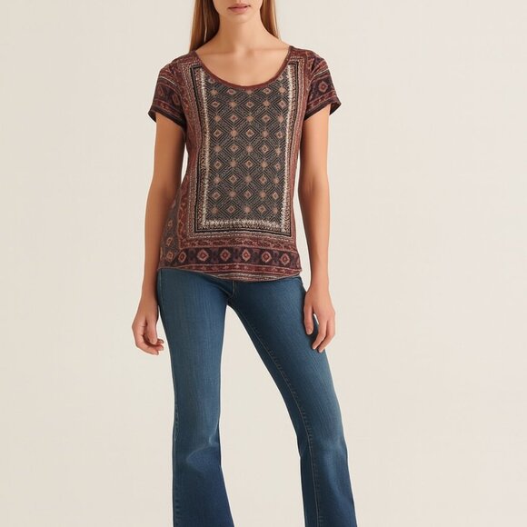 Lucky Brand Tops - Lucky Brand Boho Western Bohemian Tunic Tee L